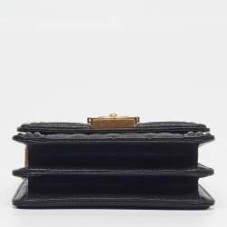 Pre Owned Chanel Boy North South Black Quilted Caviar Leather Flap Bag