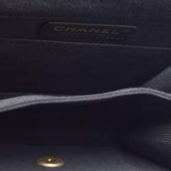 Pre Owned Chanel Boy North South Black Quilted Caviar Leather Flap Bag