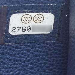 Pre Owned Chanel CC Box Phone Holder Blue Quilted Caviar Leather Crossbody Bag