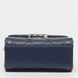 Pre Owned Chanel CC Box Phone Holder Blue Quilted Caviar Leather Crossbody Bag