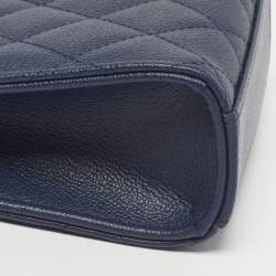 Pre Owned Chanel CC Box Phone Holder Blue Quilted Caviar Leather Crossbody Bag