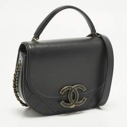 Pre Owned Chanel Coco Curve Small Black Quilted Leather Flap Bag