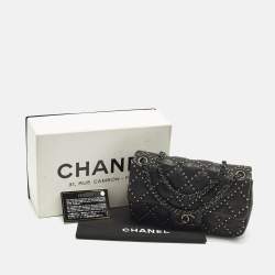 Pre Owned Chanel Small Studded Black Quilted Leather Flap Bag