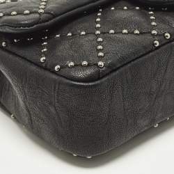 Pre Owned Chanel Small Studded Black Quilted Leather Flap Bag