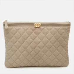 Pre Owned حقيبة صغيرة شانيل بوي متوسطة جلد مبطن كحلي