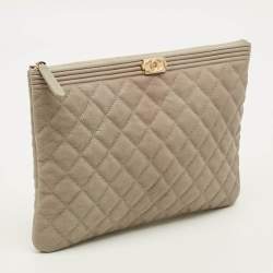 Pre Owned حقيبة صغيرة شانيل بوي متوسطة جلد مبطن كحلي