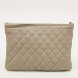 Pre Owned حقيبة صغيرة شانيل بوي متوسطة جلد مبطن كحلي