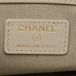 Pre Owned حقيبة صغيرة شانيل بوي متوسطة جلد مبطن كحلي