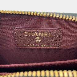 Pre Owned محفظة شانيل عملات بجيب بسحاب من جلد الحمل الأسود المبطن كلاسيك ماتيلسيه