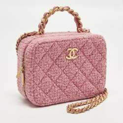 مملوكة مسبقًا حقيبة شانيل CC فيليجري فايتي جلد أسود/ أزرق كحلي صغيرة مبطنة