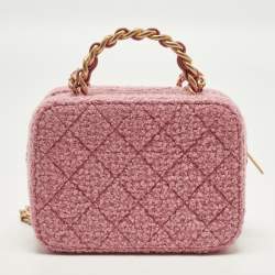 مملوكة مسبقًا حقيبة شانيل CC فيليجري فايتي جلد أسود/ أزرق كحلي صغيرة مبطنة