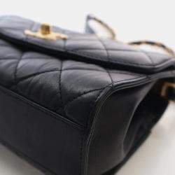 مملوكة مسبقًا Chanel Mini Rectangular Top Handle Flap Black Lambskin Shoulder Bag
