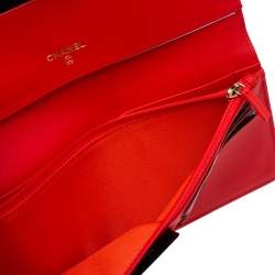 مملوكة مسبقًا Chanel Orange Quilted Caviar Leather Zip Around Wallet Organizer