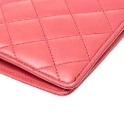 Chanel Pink Leather Porte Bonheur Bifold Wallet