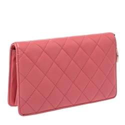 Chanel Pink Leather Porte Bonheur Bifold Wallet