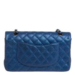 Pre Owned Chanel Iridescent Caviar Quilted Leather Medium Classic Double Flap Bag