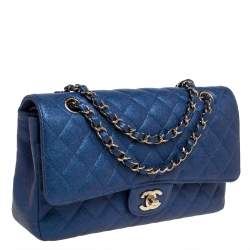 Pre Owned Chanel Iridescent Caviar Quilted Leather Medium Classic Double Flap Bag