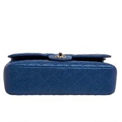 Pre Owned Chanel Iridescent Caviar Quilted Leather Medium Classic Double Flap Bag