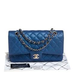 Pre Owned Chanel Iridescent Caviar Quilted Leather Medium Classic Double Flap Bag