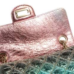 Pre Owned Chanel Rainbow Crinkled Leather Reissue 2.55 Classic 224 Flap Bag