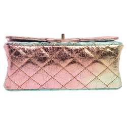 Pre Owned Chanel Rainbow Crinkled Leather Reissue 2.55 Classic 224 Flap Bag