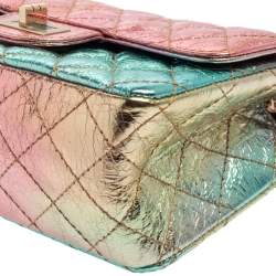 Pre Owned Chanel Rainbow Crinkled Leather Reissue 2.55 Classic 224 Flap Bag