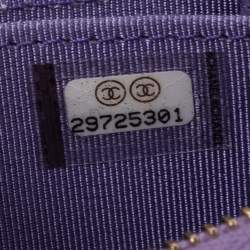 Pre Owned Chanel Purple Quilted Caviar Leather CC Zip around Wallet