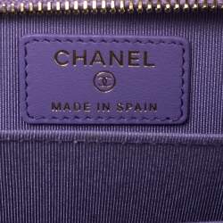 Pre Owned Chanel Purple Quilted Caviar Leather CC Zip around Wallet