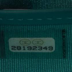 Pre Owned Chanel Aqua Blue Caviar Quilted Leather Boy Wallet