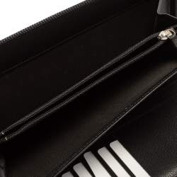 Pre Owned Chanel Black Leather Camellia Zip Around Travel Organizer