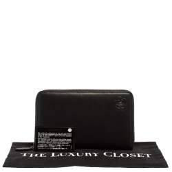 Pre Owned Chanel Black Leather Camellia Zip Around Travel Organizer