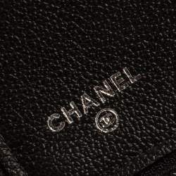 Pre Owned Chanel Black Leather Camellia Zip Around Travel Organizer