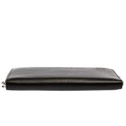 Pre Owned Chanel Black Leather Camellia Zip Around Travel Organizer