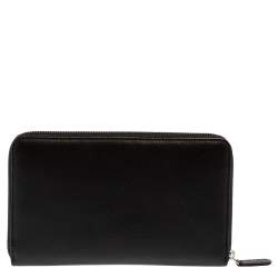 Pre Owned Chanel Black Leather Camellia Zip Around Travel Organizer