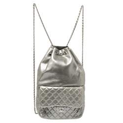 Chanel Silver Quilted Leather Large Seoul Backpack Chanel