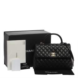 Pre Owned Chanel Black Caviar Leather Maxi Coco Top Handle Bag
