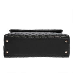 Pre Owned Chanel Black Caviar Leather Maxi Coco Top Handle Bag