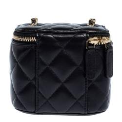 Pre Owned Chanel Black Quilted Leather Small Vanity with Chain