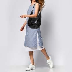 Pre Owned Chanel Black Crumpled Patent Leather Droplet Bag