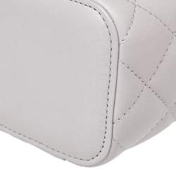 Pre Owned Chanel Grey Quilted Leather Vanity Case Top Handle Bag