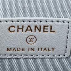 Pre Owned Chanel Grey Quilted Leather Vanity Case Top Handle Bag
