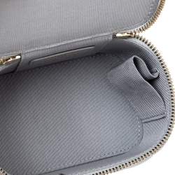 Pre Owned Chanel Grey Quilted Leather Vanity Case Top Handle Bag