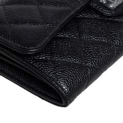 Chanel Black Quilted Caviar Leather Classic Flap Wallet