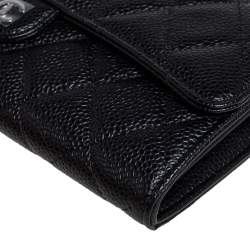 Chanel Black Quilted Caviar Leather Classic Flap Wallet