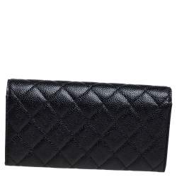 Chanel Black Quilted Caviar Leather Classic Flap Wallet