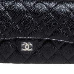 Chanel Black Quilted Caviar Leather Classic Flap Wallet