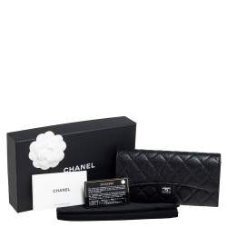 Chanel Black Quilted Caviar Leather Classic Flap Wallet