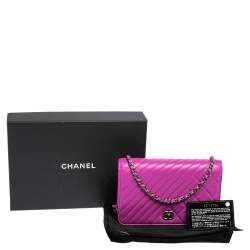 Chanel Purple Quilted Lambskin Leather Coco Boy Wallet on Chain