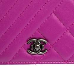 Chanel Purple Quilted Lambskin Leather Coco Boy Wallet on Chain
