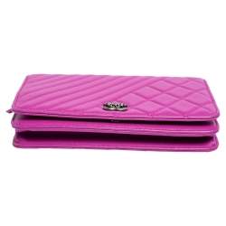 Chanel Purple Quilted Lambskin Leather Coco Boy Wallet on Chain